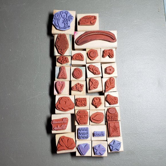 31 Miscellanous Stampin' Up Wood mount Rubber Stamps - Used - Picture 2 of 2